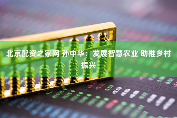 北京配资之家网 孙中华：发展智慧农业 助推乡村振兴